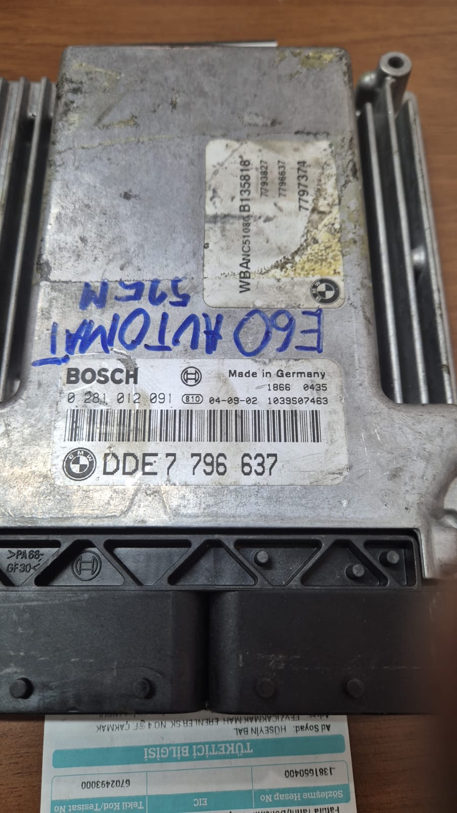 EDC16C1-4.31 0281012091 BMW E60 525D 3.0D 177HP 7796637 13617796637 1037372280 - 7797374.